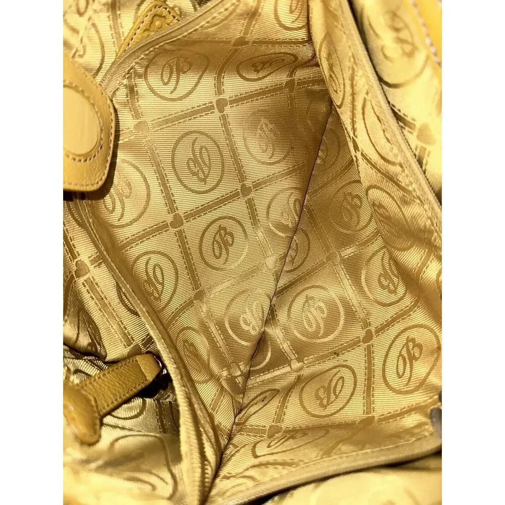 Brighton Straw Yellow Leather‎ Flower Handbag Top Handle Bag Boho Shabby Chic